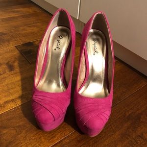 Hot Pink Suede Heels